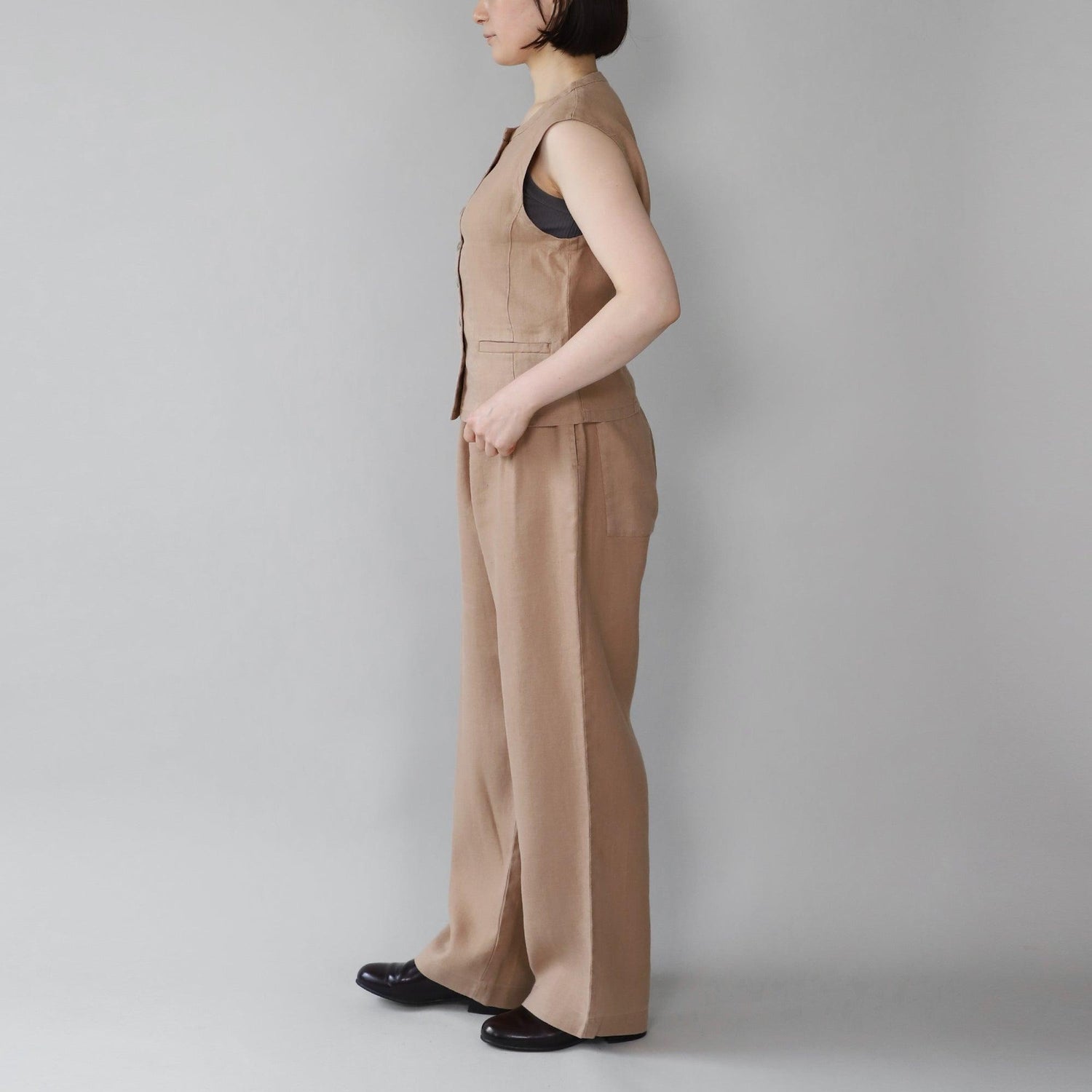 ヘンプオープンベスト WE2401G009 Mocca