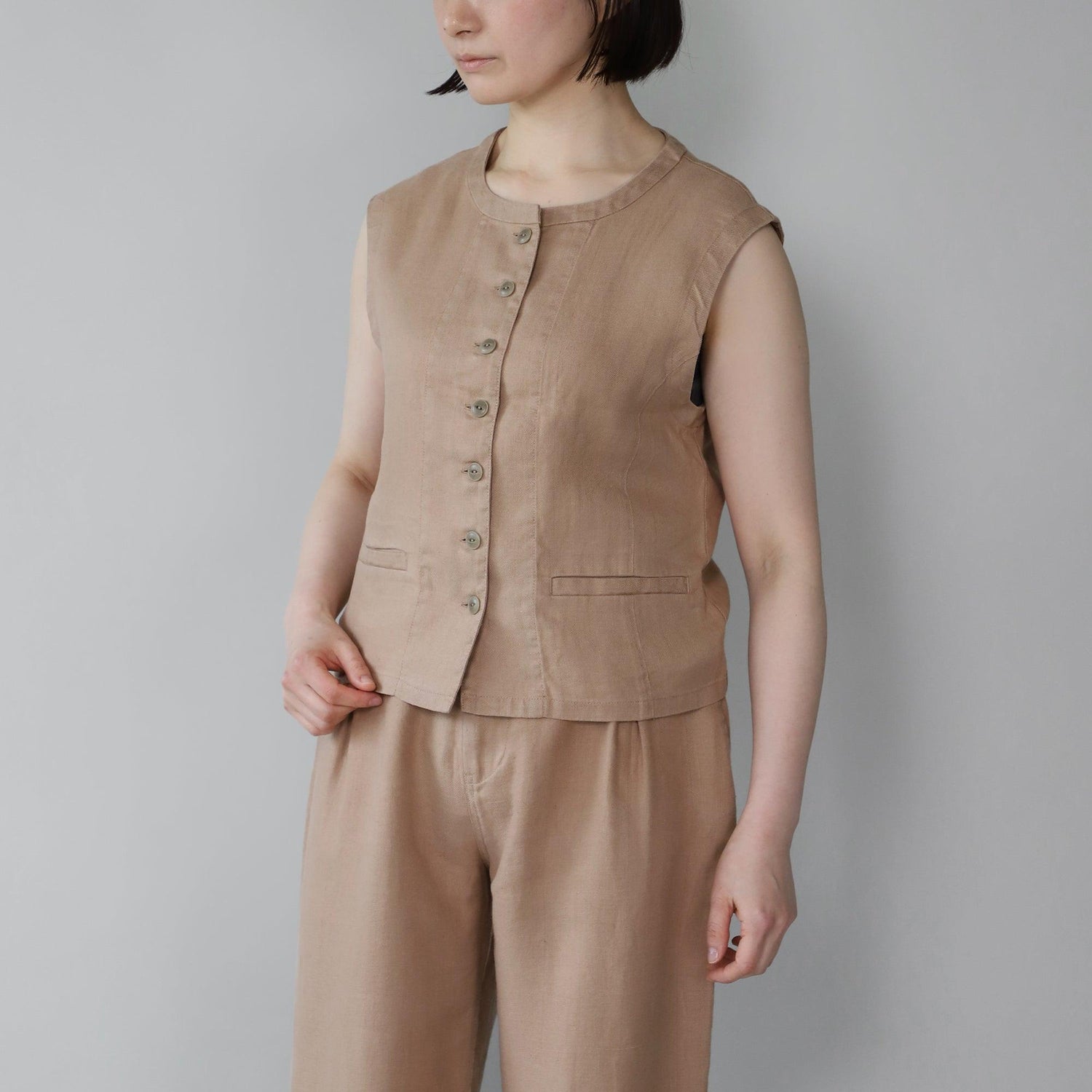 ヘンプオープンベスト WE2401G009 Mocca