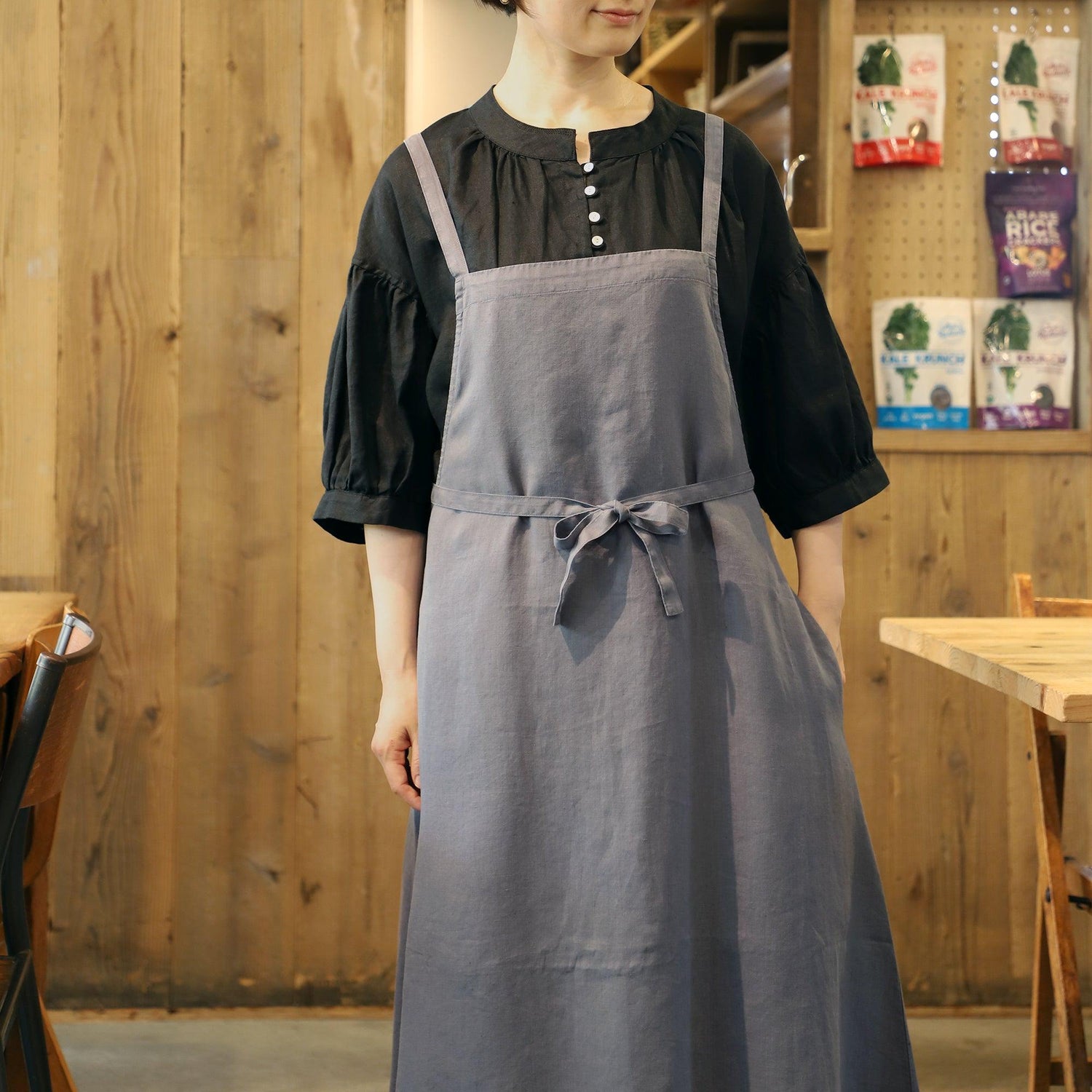 ヘンプ100%マキシエプロン WE2201R019 INK