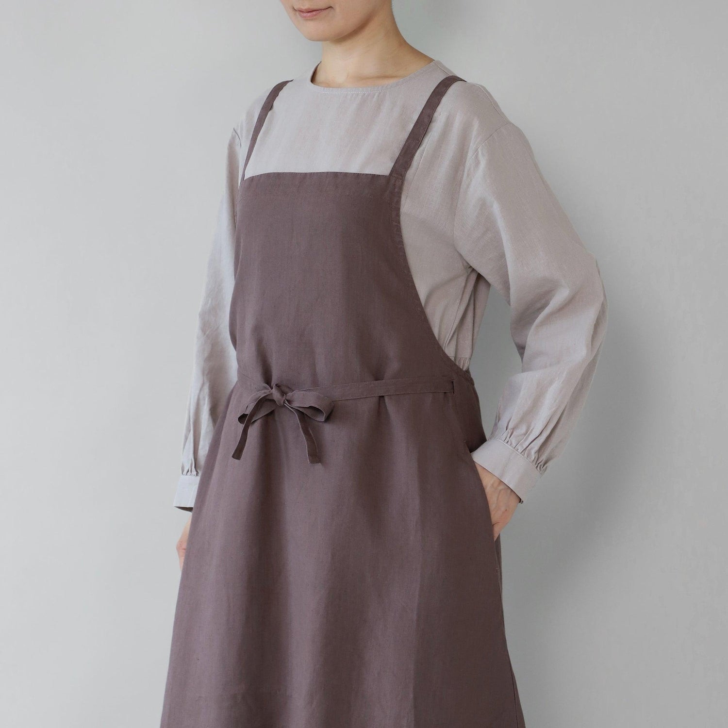 ヘンプ100%マキシエプロン WE2201R019 Brown