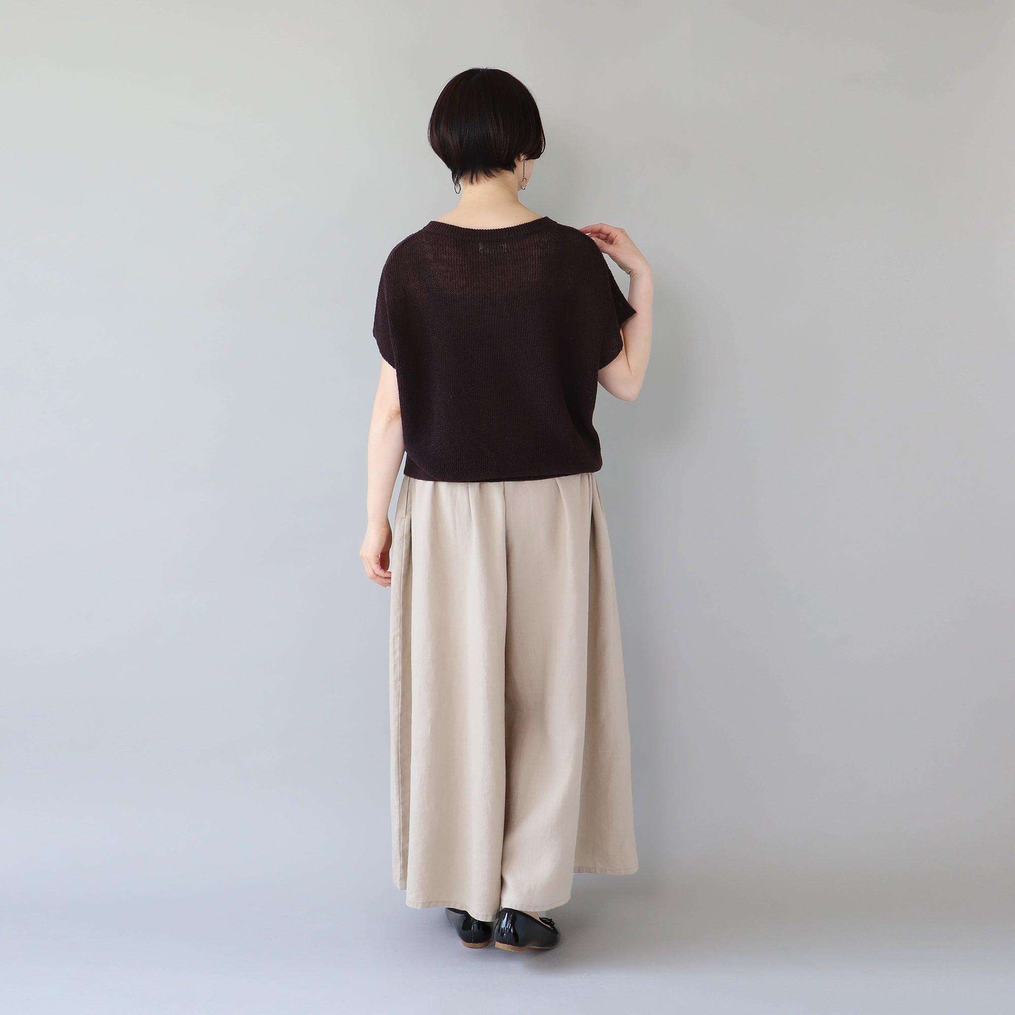 WE2501G001 ヘンプ ギャザーワイドパンツ