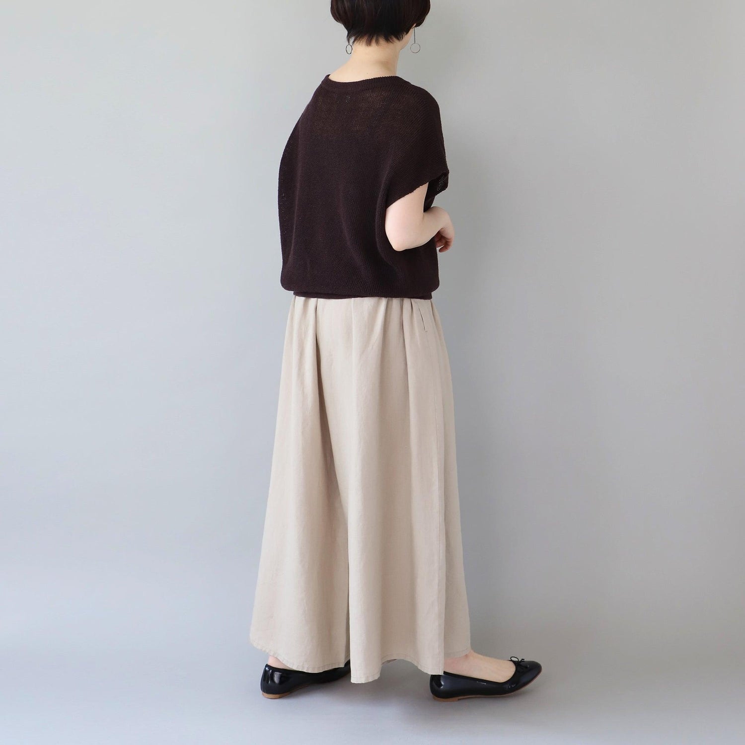 WE2501G001 ヘンプ ギャザーワイドパンツ