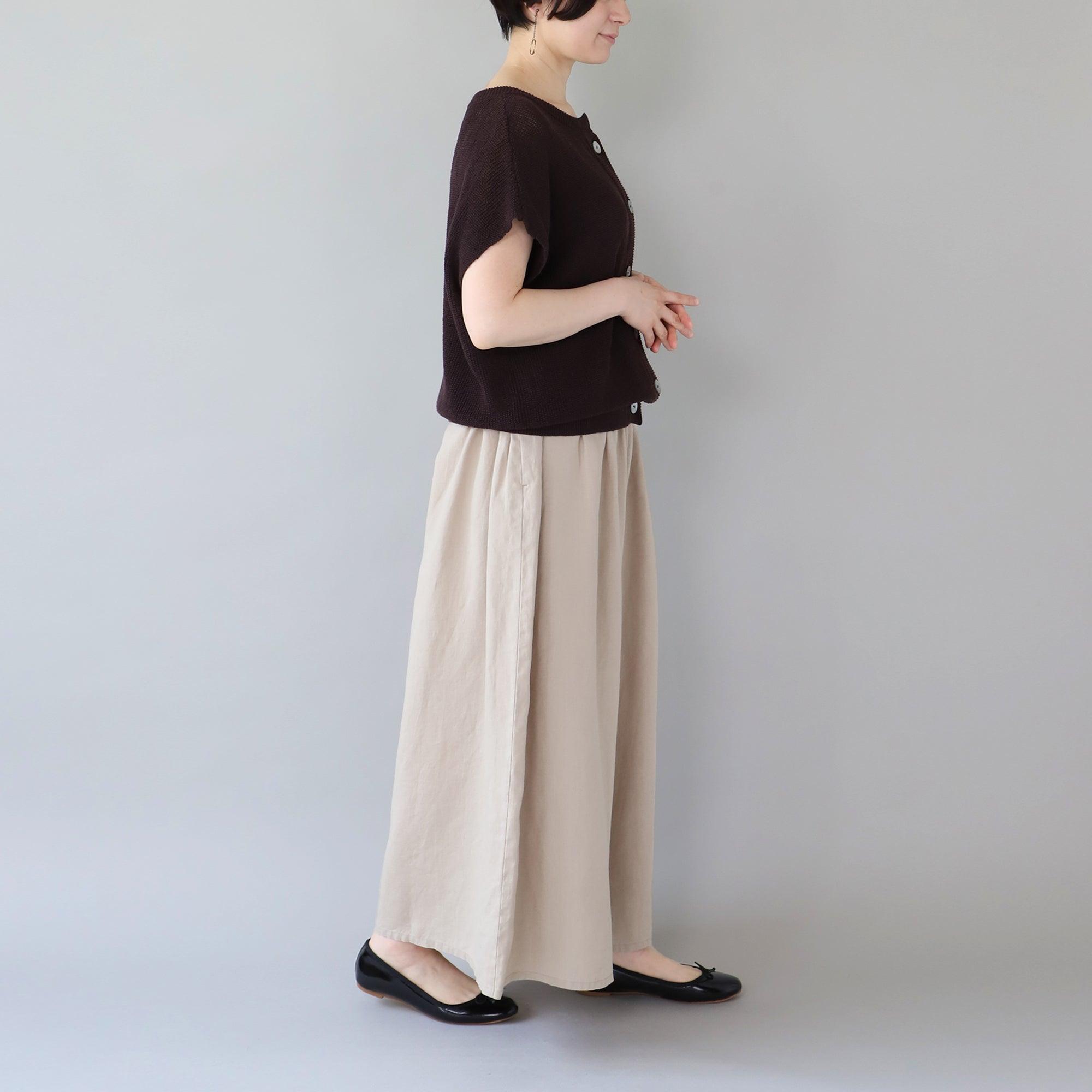 WE2501G001 ヘンプ ギャザーワイドパンツ