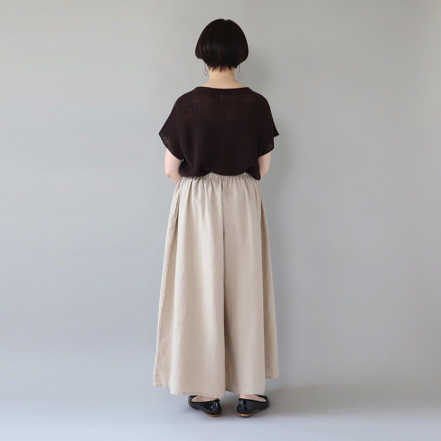 WE2501G001 ヘンプ ギャザーワイドパンツ