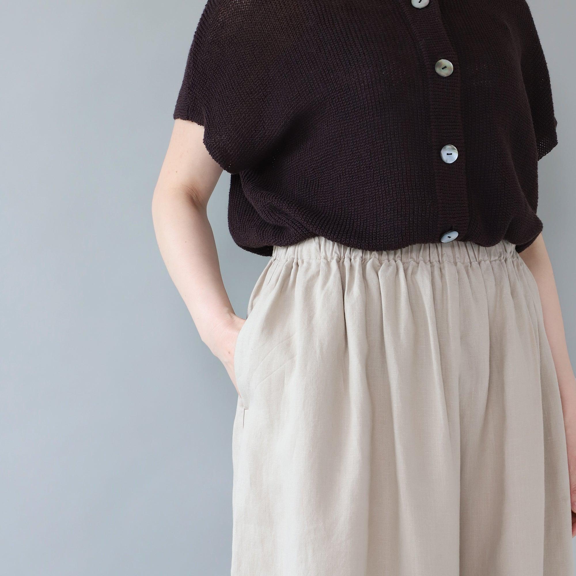 WE2501G001 ヘンプ ギャザーワイドパンツ