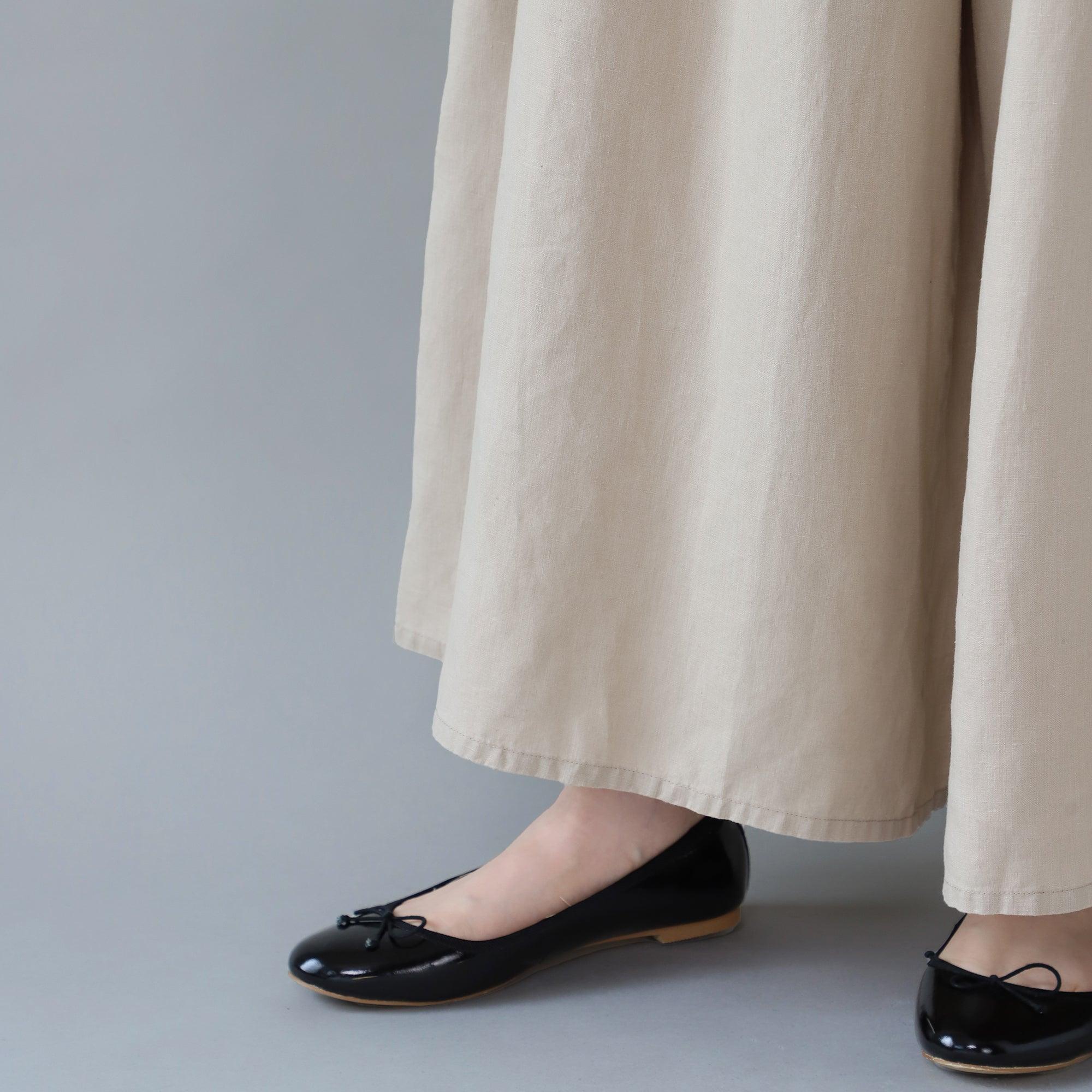 WE2501G001 ヘンプ ギャザーワイドパンツ