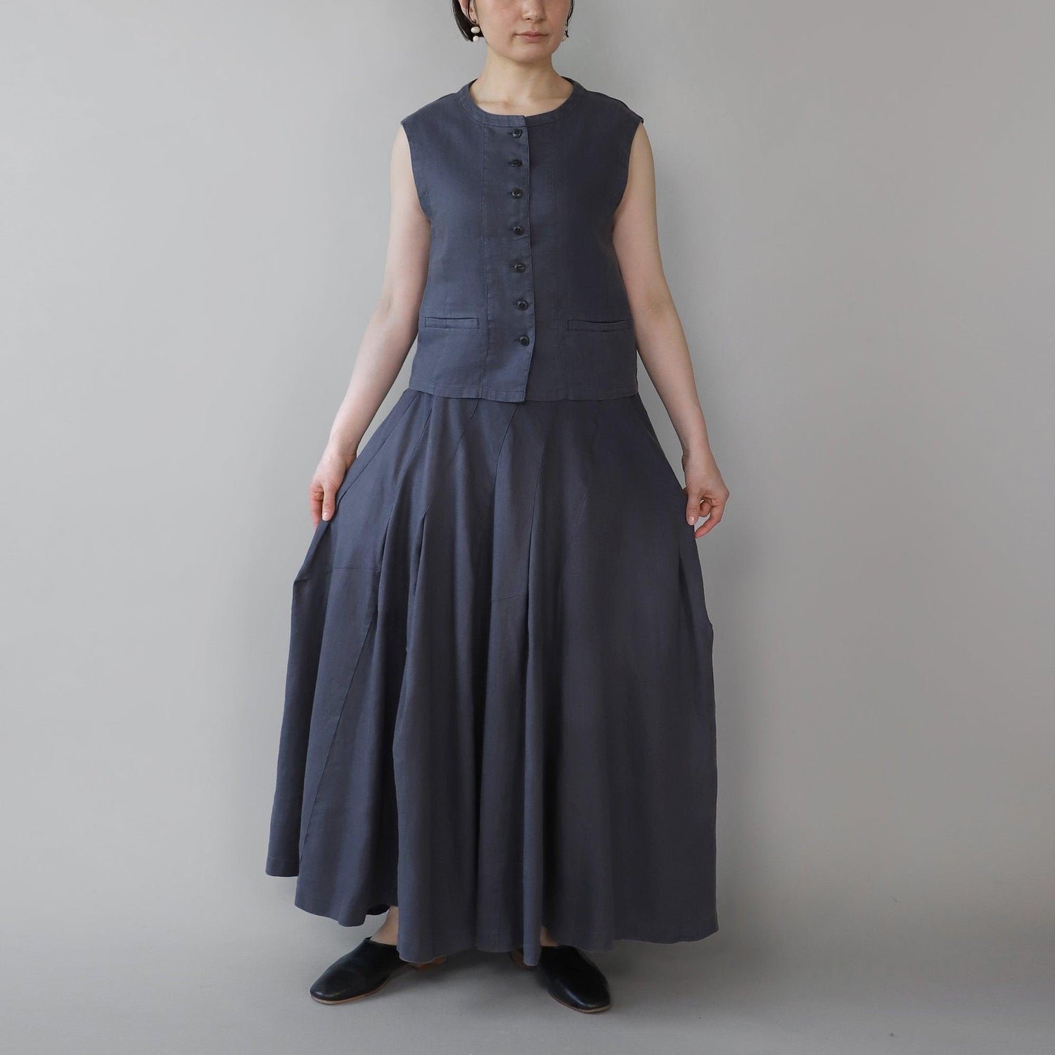 ヘンプバイアスフレアスカート WE2401G010 INK