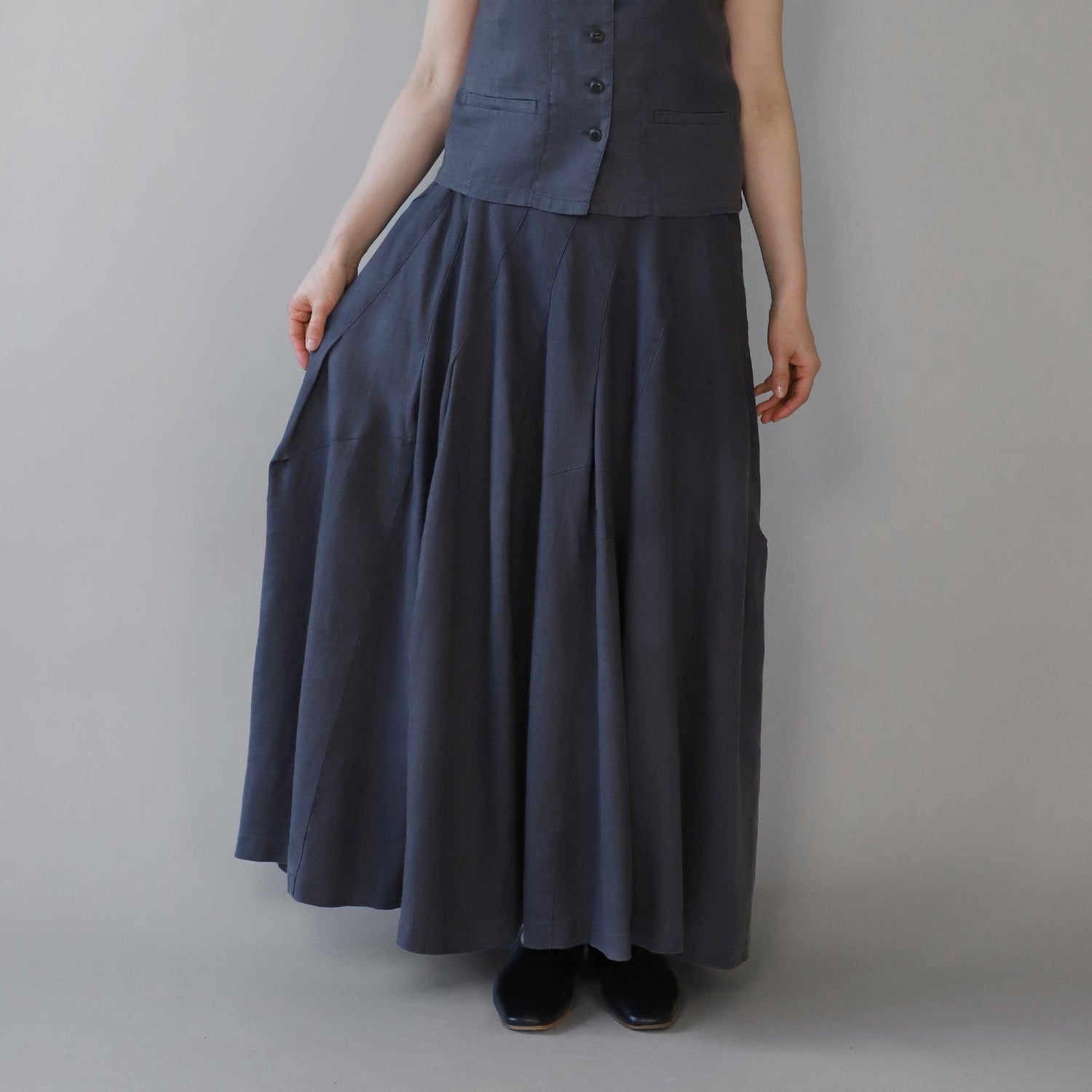 ヘンプバイアスフレアスカート WE2401G010 INK