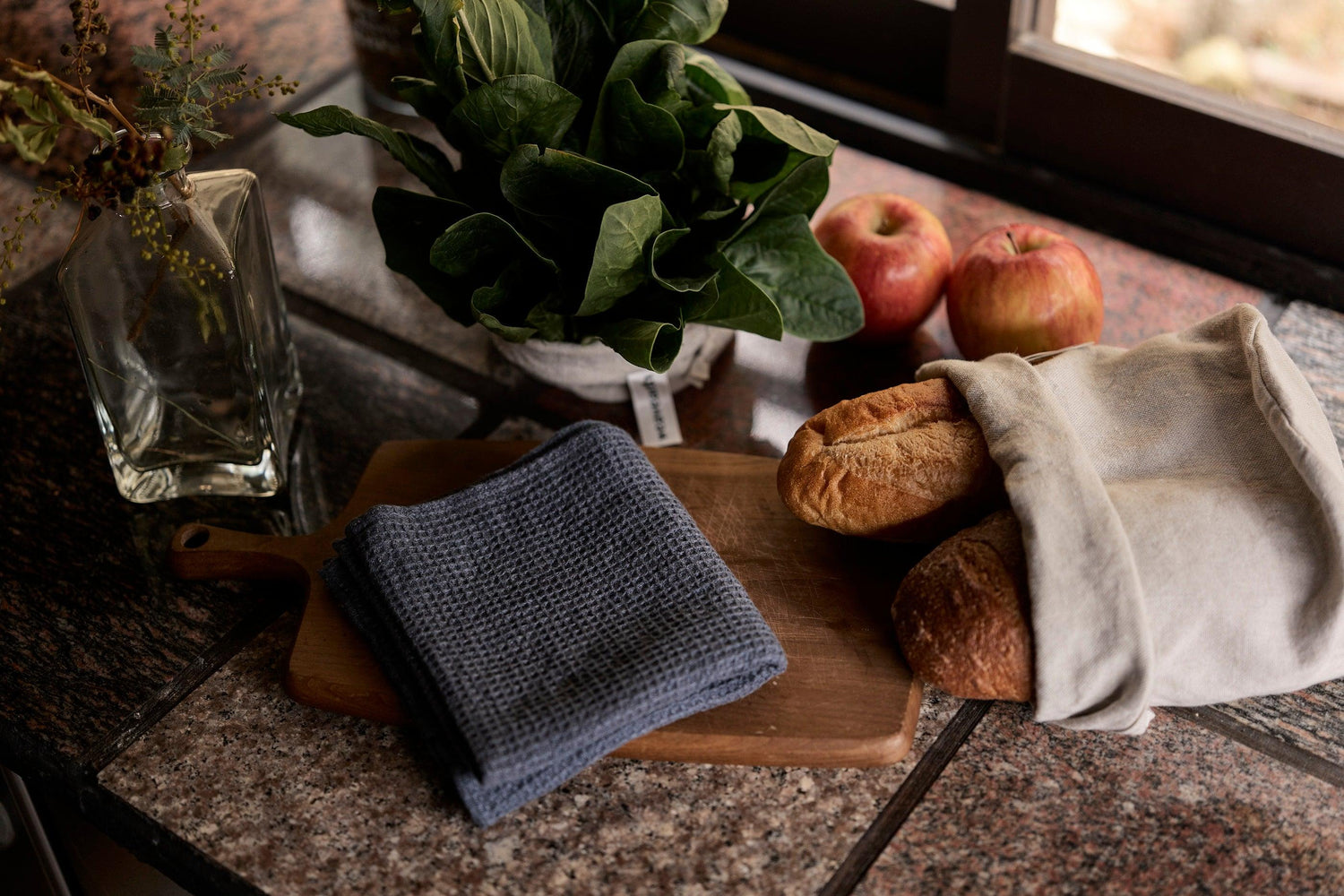 リネン100% ワッフルタオル