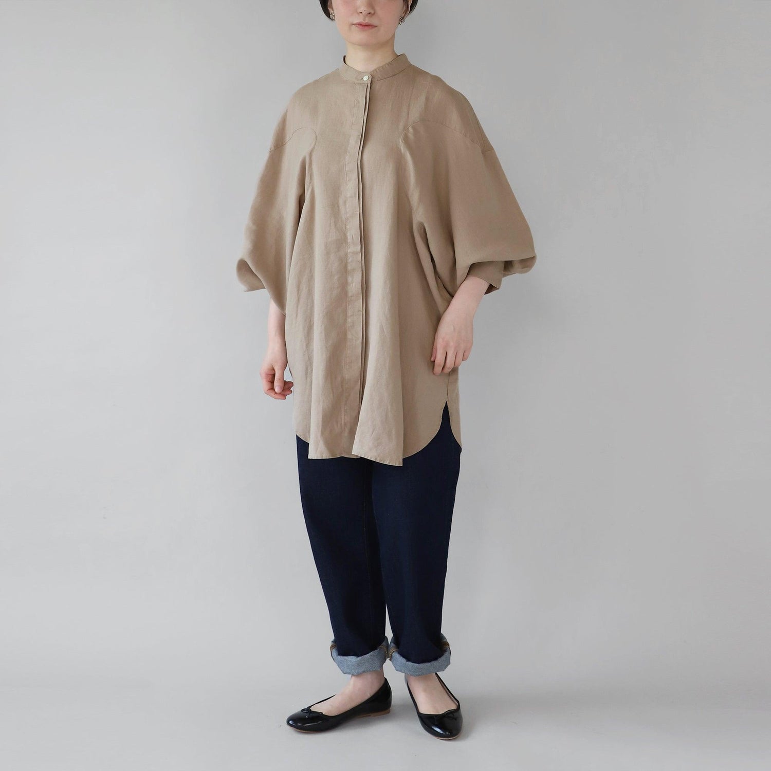 ヘンプ デザインスリーブシャツ WE2301G006 正面1