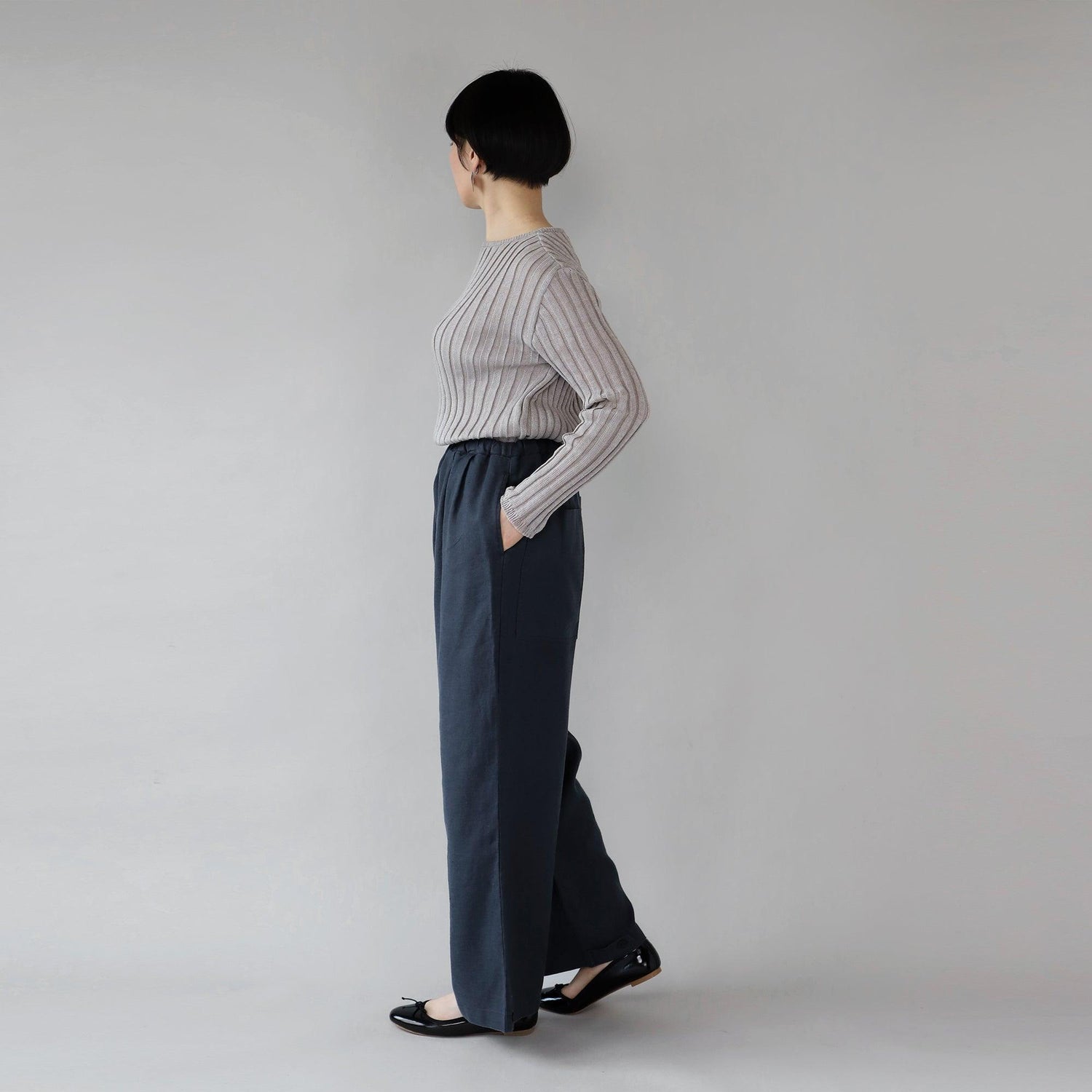 ヘンプキャンバスパンツ WE2301G009 Ink Black サイド