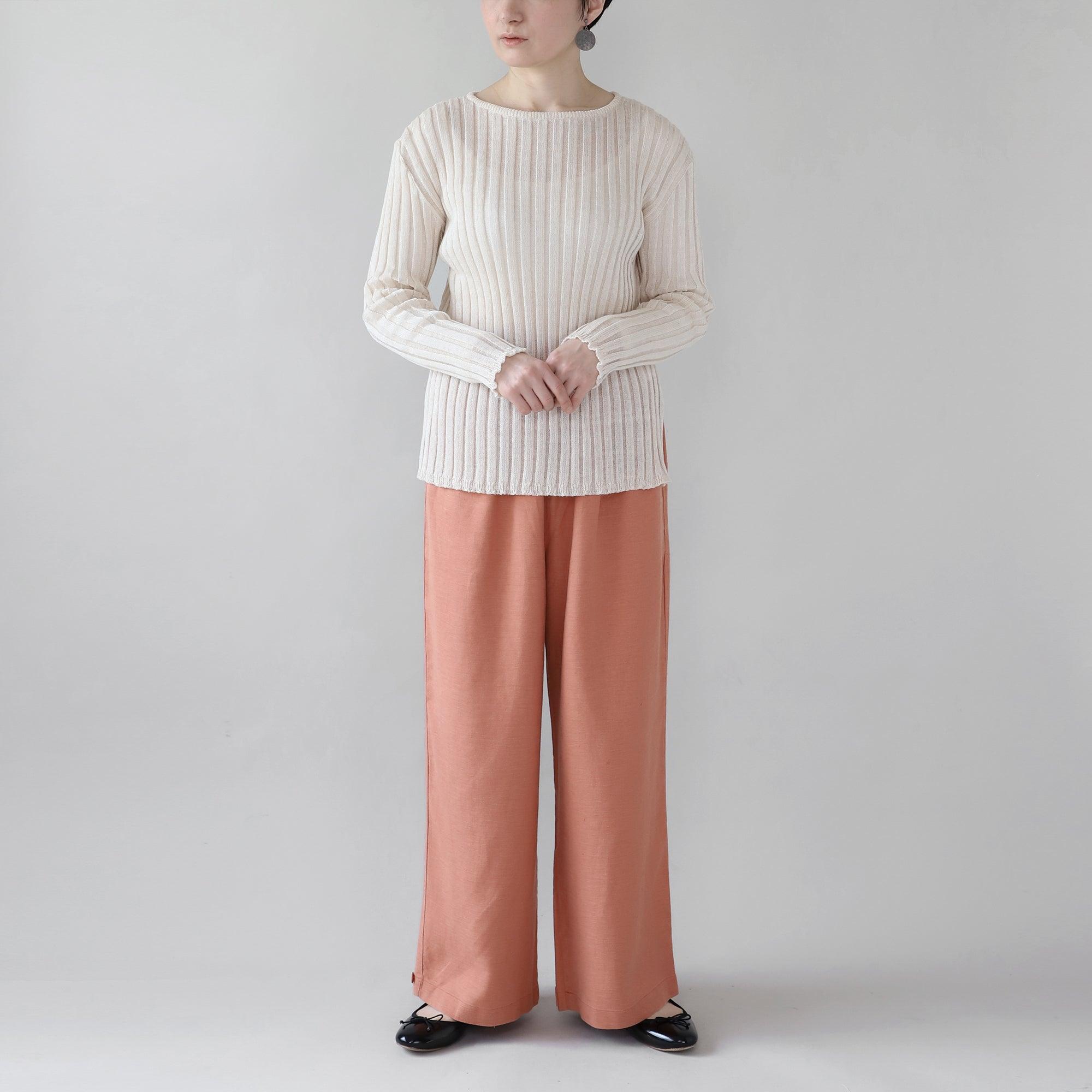 ヘンプキャンバスパンツ WE2301G009 Pink-Orange 全身