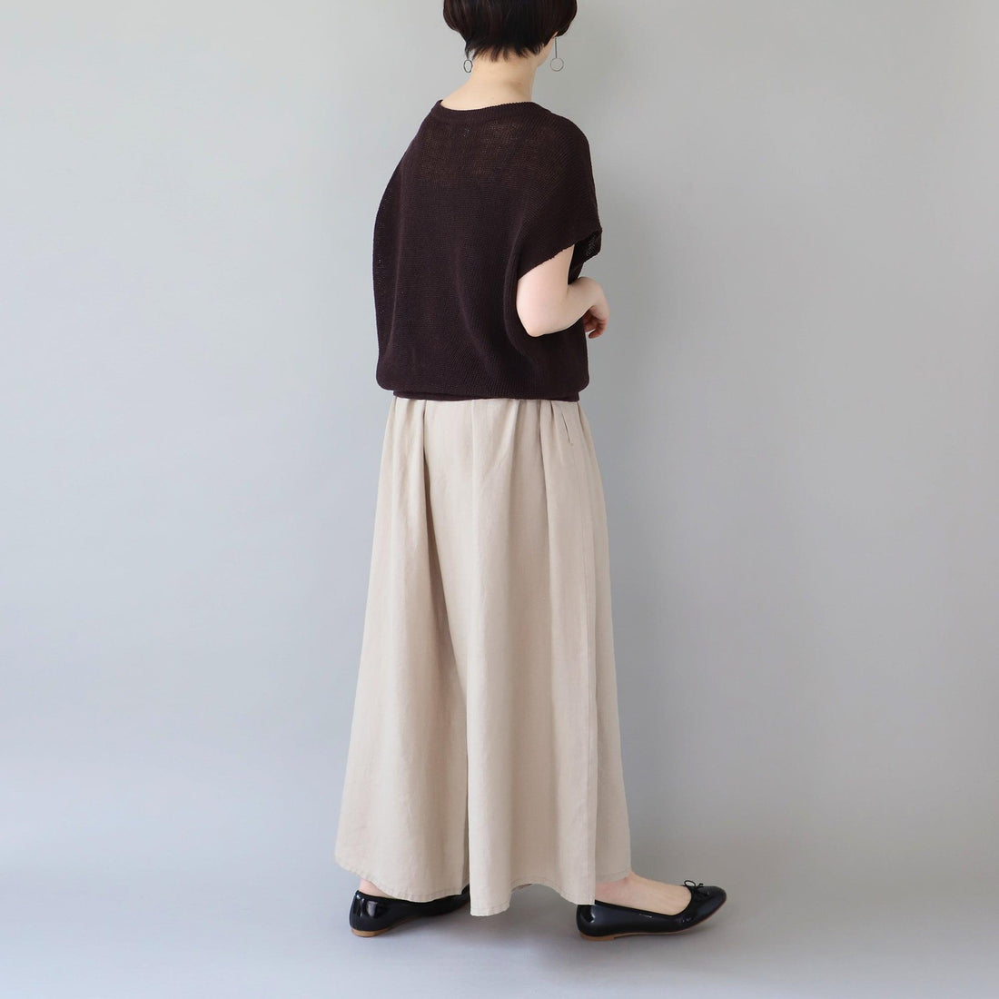 WE2501G001 ヘンプ ギャザーワイドパンツ