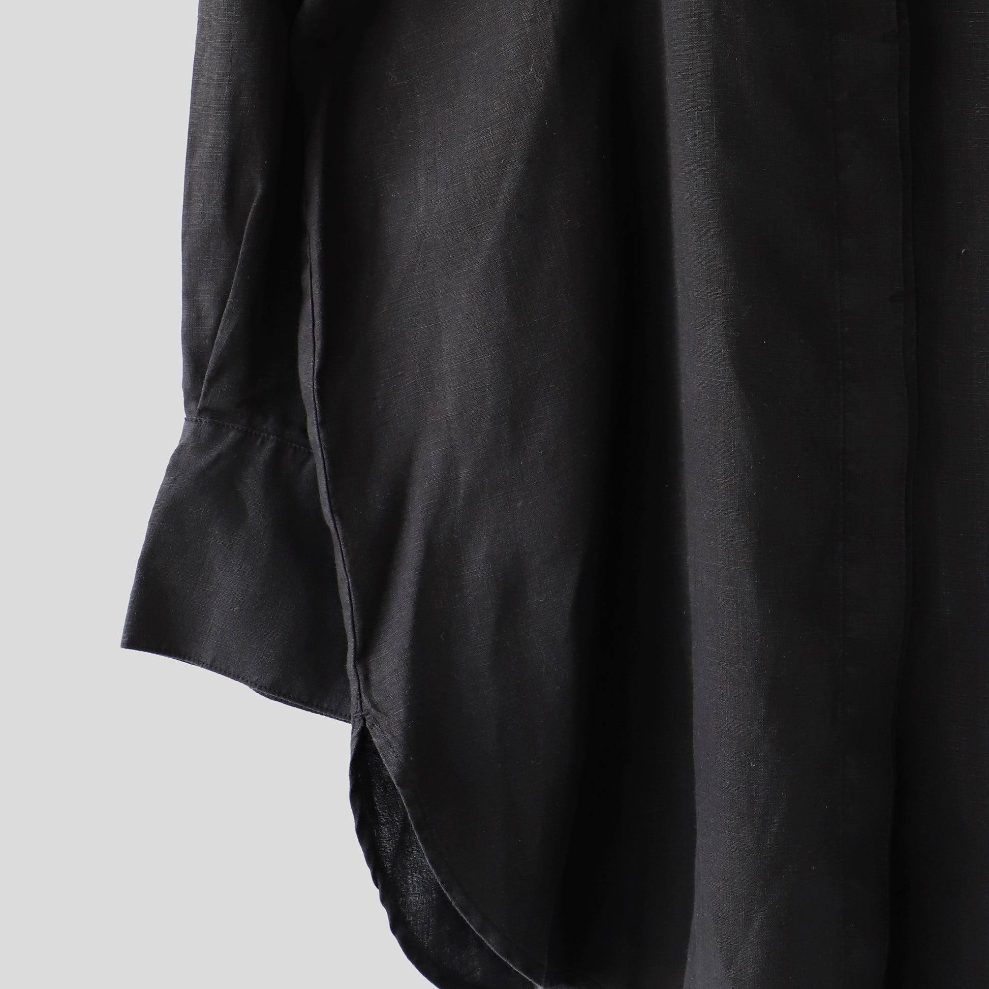 ヘンプ　デザインスリーブシャツ　WE2301G006　拡大　Black